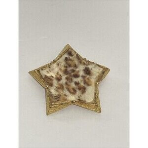 Broche Animal Faux Fur Leopard Pin BSK Signed Star VTG MCM 70’s